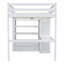 Lit mezzanine en bois massif avec garde-robe, bureau et tiroirs de rangement pleine grandeur Ellington