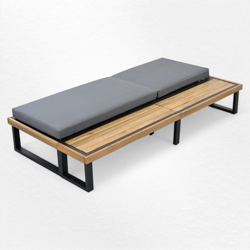 Chaise longue d'extérieur avec coussins, Gris