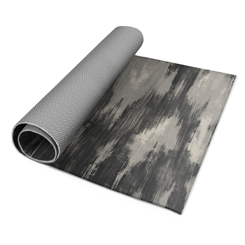 Watercolor Gray Indoor and Outdoor Area Rug, Rectangle 9' x 12'