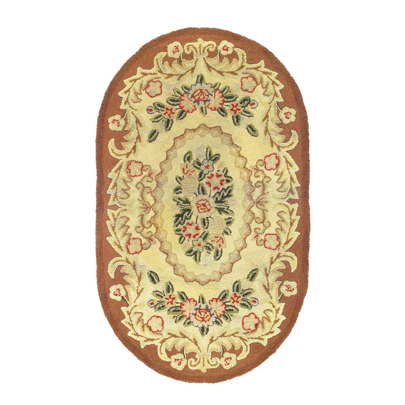 Tapis antique crocheté américain 3 pi x 4 pi 8 po