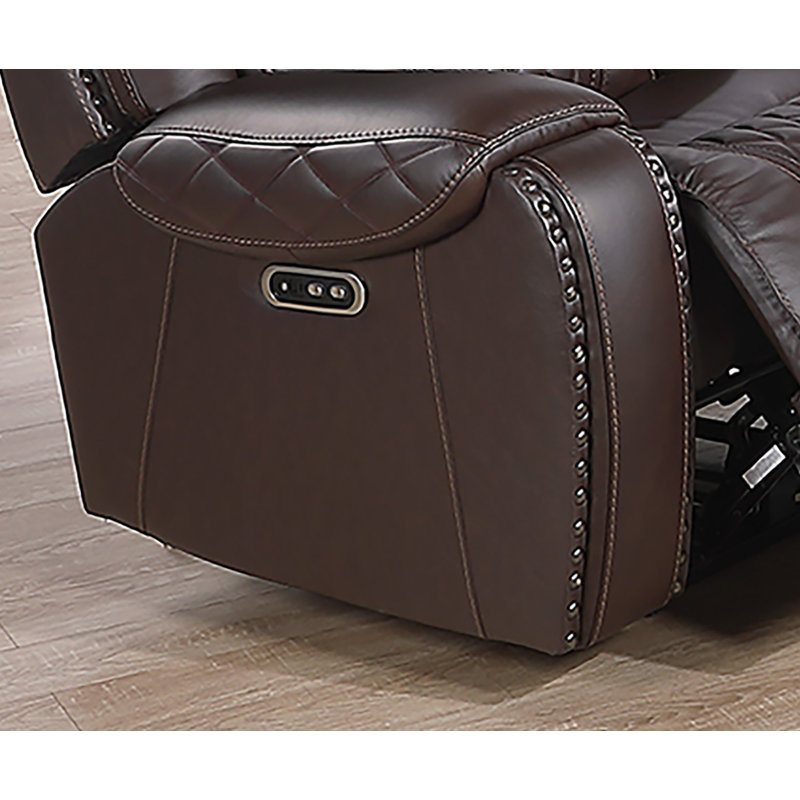 Fauteuil inclinable électrique Aidan, Cuir fleur chocolat