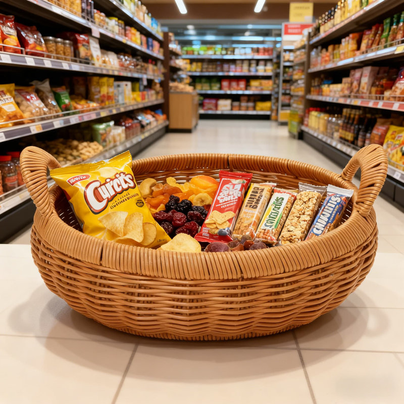 Panier à pain double tissé à la main, panier à fruits tissé traditionnel pour le rangement à la maison, matériau PP à haute densité, résistant aux égratignures, poignée confortable, facile à nettoyer et à entretenir