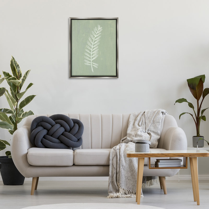 «Simple Fern Impression» par Patricia Pinto, H 31 po x l 25 po, Cadre flottant métallique doré