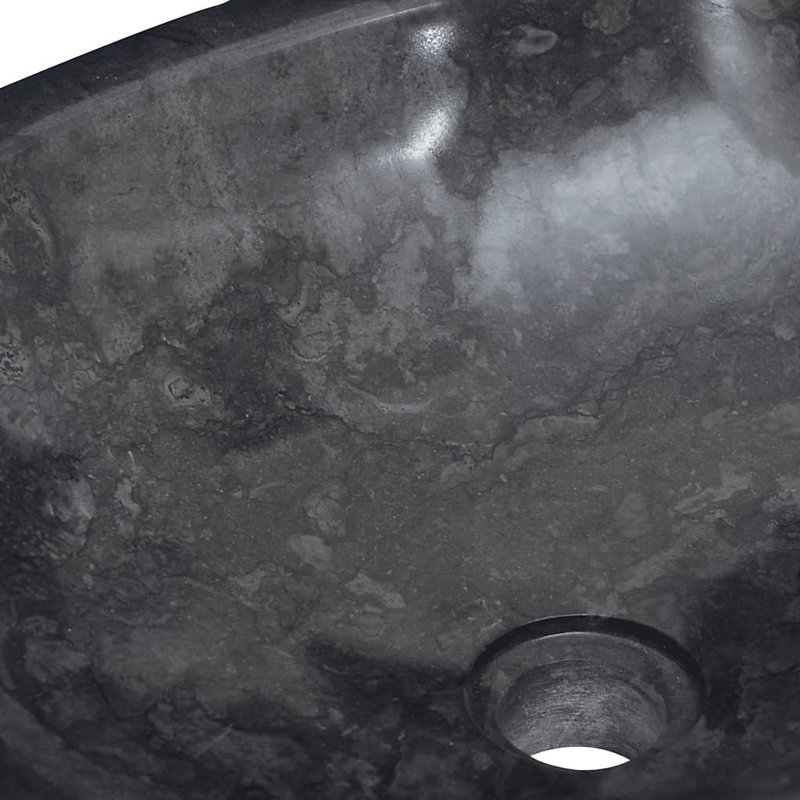 Lavabo de salle de bain vasque ovale en marbre 15,7 po VidaXL, Noir