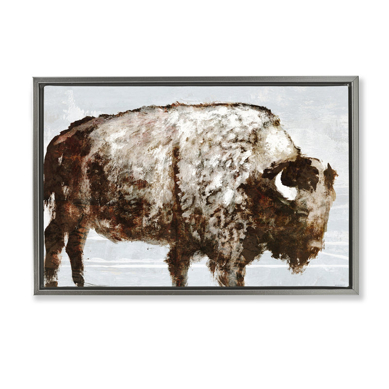 «Abstract Buffalo Impression» par Dan Meneely, Cadre flottant gris lustré, H 21 po x l 31 po
