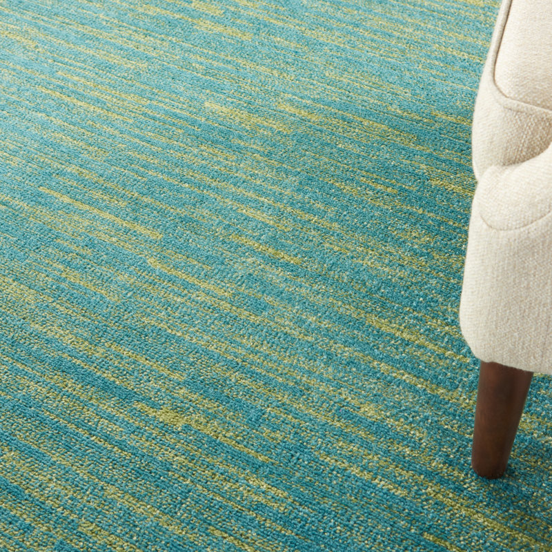 Tapis bleu / vert Nourison Essentials, Carré 5 pi