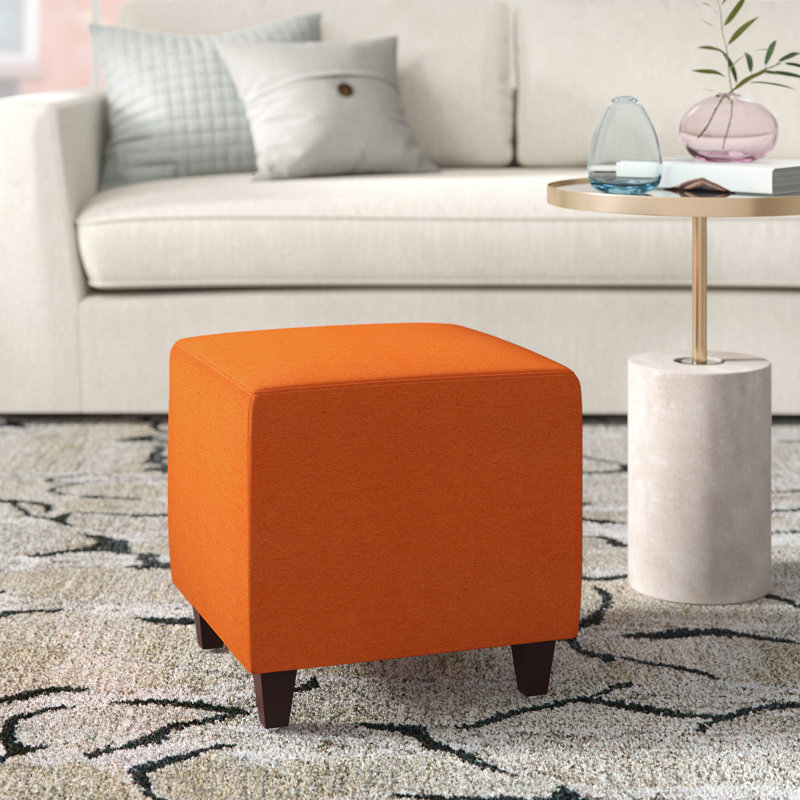 Moorhouse Upholstered Ottoman, Orange 100% Polyester