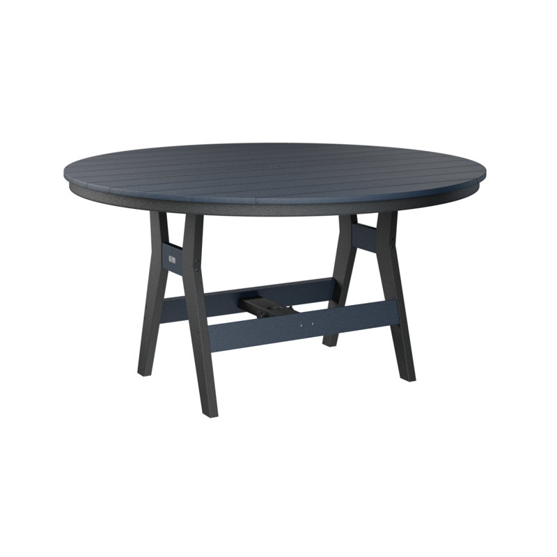 Harbor Outdoor Round Dining Table, Black, 30.37" H x 60" W x 60" D, Navy Blue