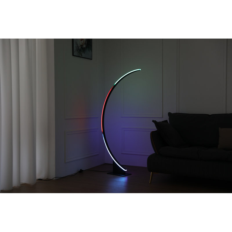 56'' LED Arched Floor Lamp, Black