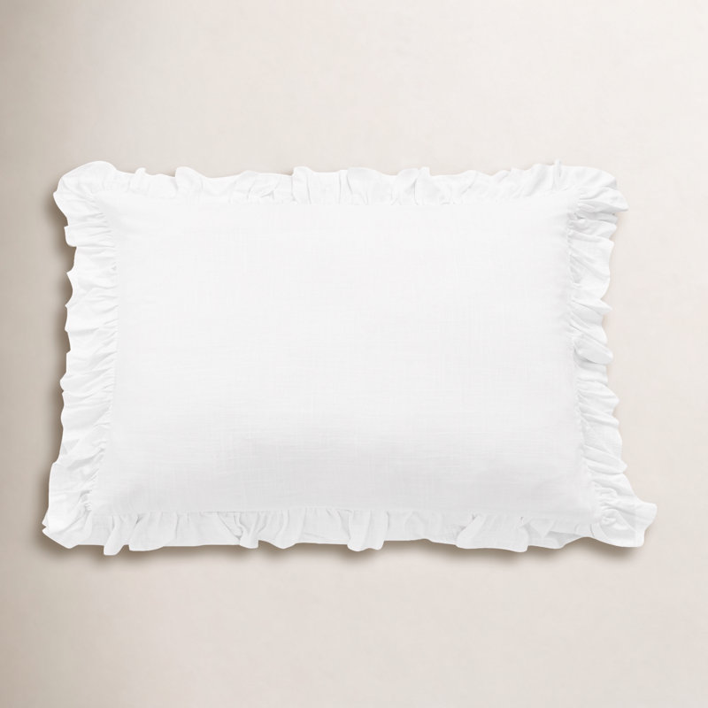  Linen Blend Zipper Sham, Standard, White