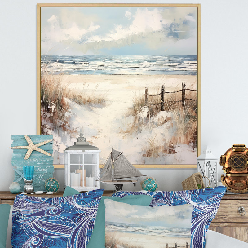 «Coastal Beach Charm Retreat V», reproduction sur toile, H 24 po x l 24 po x P 1 po, Cadre naturel flottant