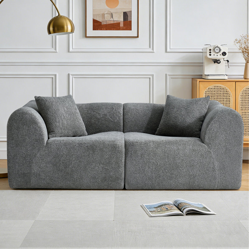 Canapé d'intérieur, canapé confortable en velours 2 places avec coussins, peu encombrant et idéal pour les petits espaces de vie, le bureau ou un appartement
