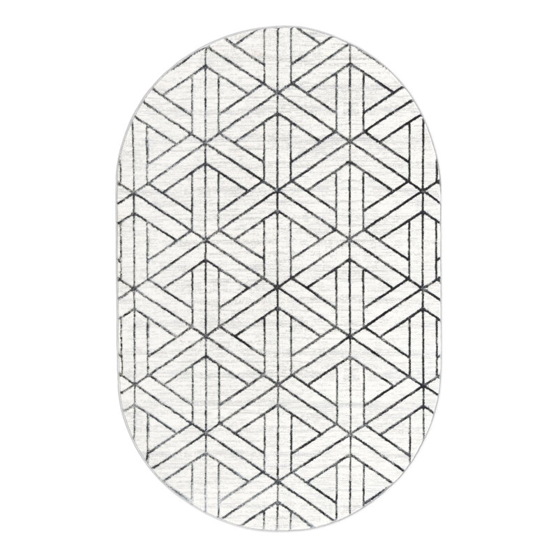 Rochele Geometric Indoor Rug, Oval 5'3" x 8'