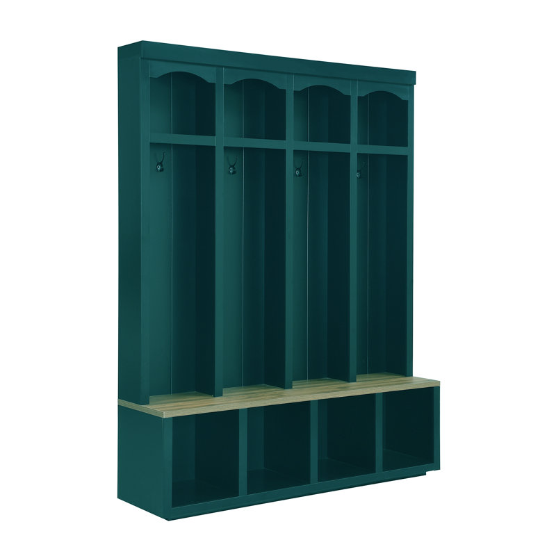 Arbre d'entrée de 59 po de largeur avec banc et rangement pour chaussures, Vert