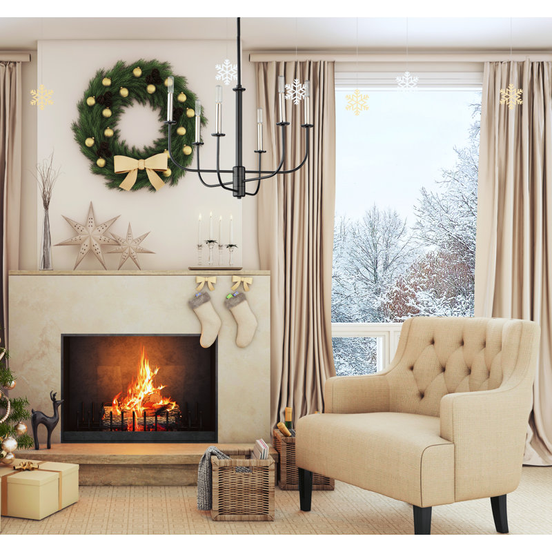 Schiessler 6 - Light Dimmable Classic / Traditional Chandelier, Black/Satin Nickel