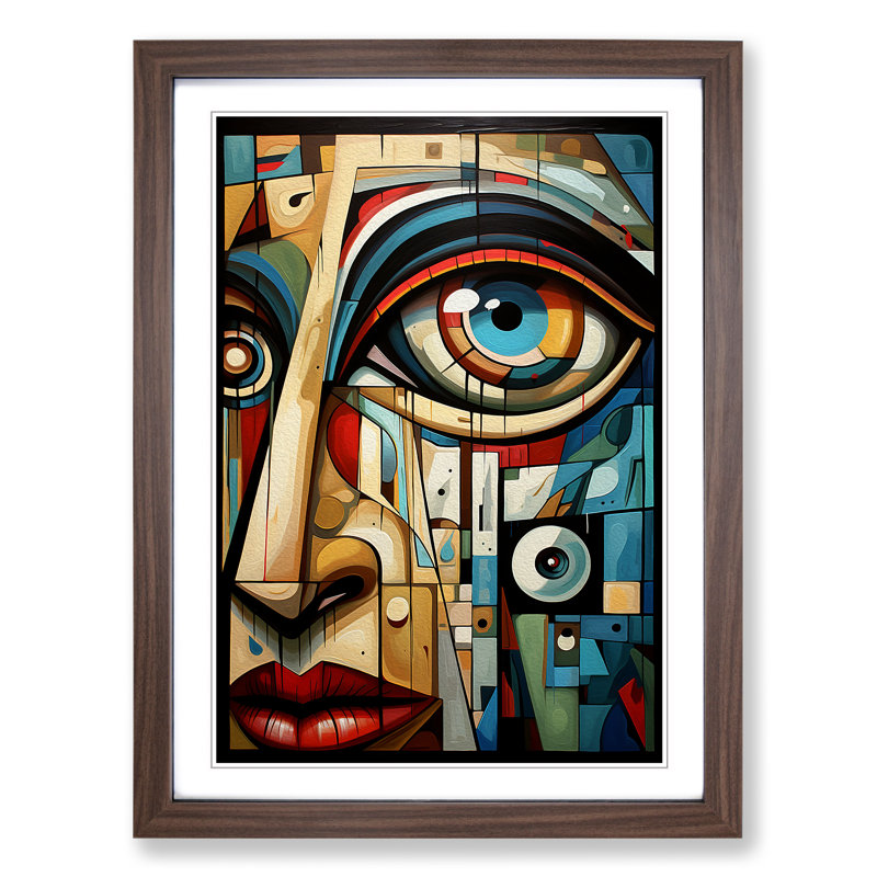 Eye Cubism Art - Framed Print, Walnut Framed, 46cm H x 34cm W