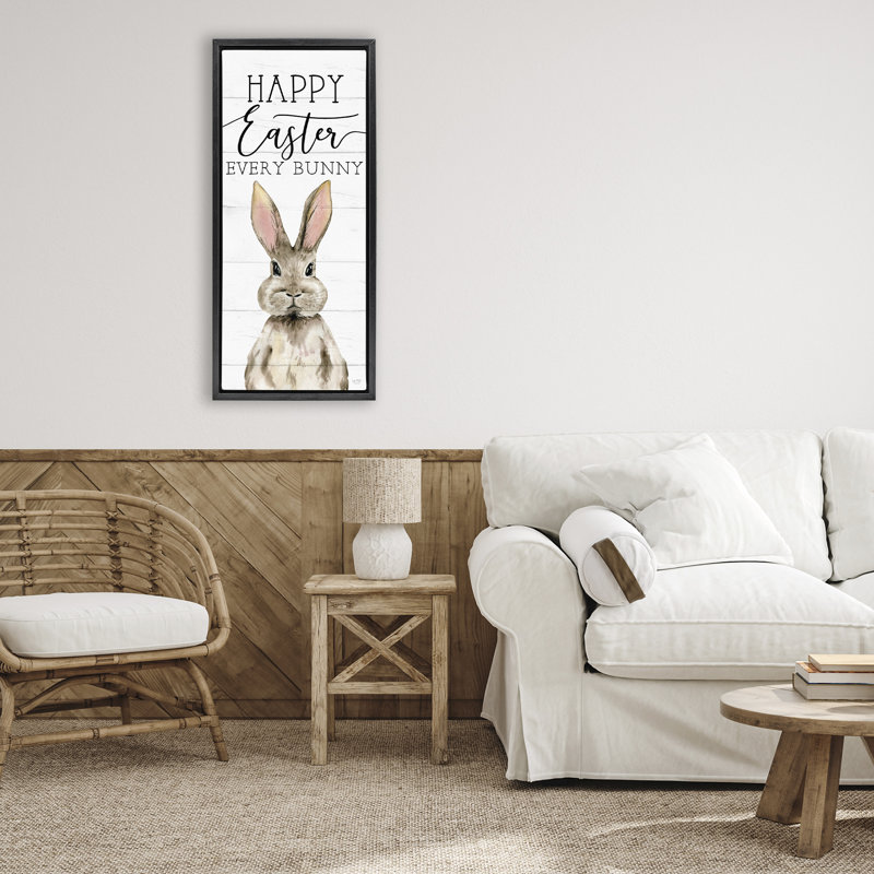 Cadre flottant Joyeuses Pâques chaque lapin, design Lux + Me Designs, H 31 po x l 15 po, Cadre flottant noir de jais