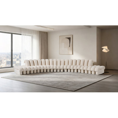 Canapé modulaire incurvé entièrement modulaire avec repose-pieds à fermeture à glissière, très grand canapé en velours capitonné pour le salon
