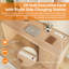 Bureau de direction cannelé de 60 po avec grand tiroir de classement et grande station de charge, bureau moderne en bois avec rangement, bureau d'ordinateur pour le travail, salon, chambre à coucher, durable et robuste, naturel