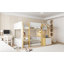 Lit superposé simple au-dessus de simple avec bureau intégré, rangement et échelle et ports USB, blanc