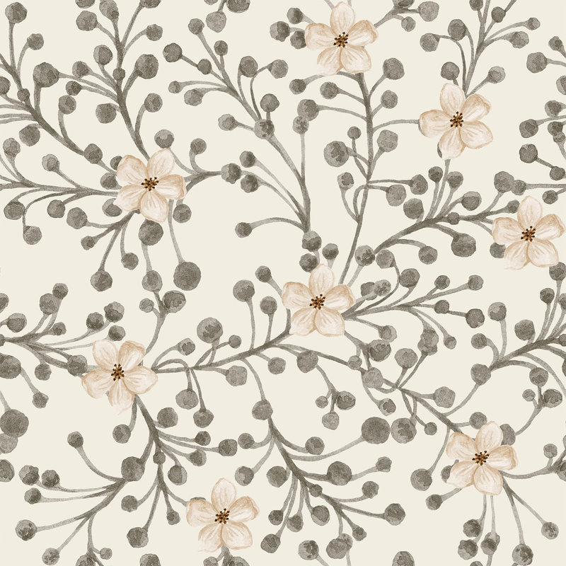 White Little Flowers 18.75' L x 25'' W Peel and Stick Wallpaper Panel