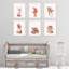 « floral roses forest animal lapin fox hibou », ensemble de 6 pièces imprimé sur papier Creagh