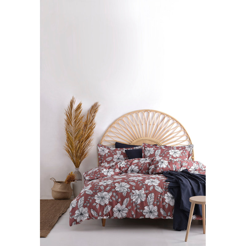 Ensemble de housse de couette 100% coton rouge / blanc, Housse de couette 61 po x 87 po + 1 taie d'oreille