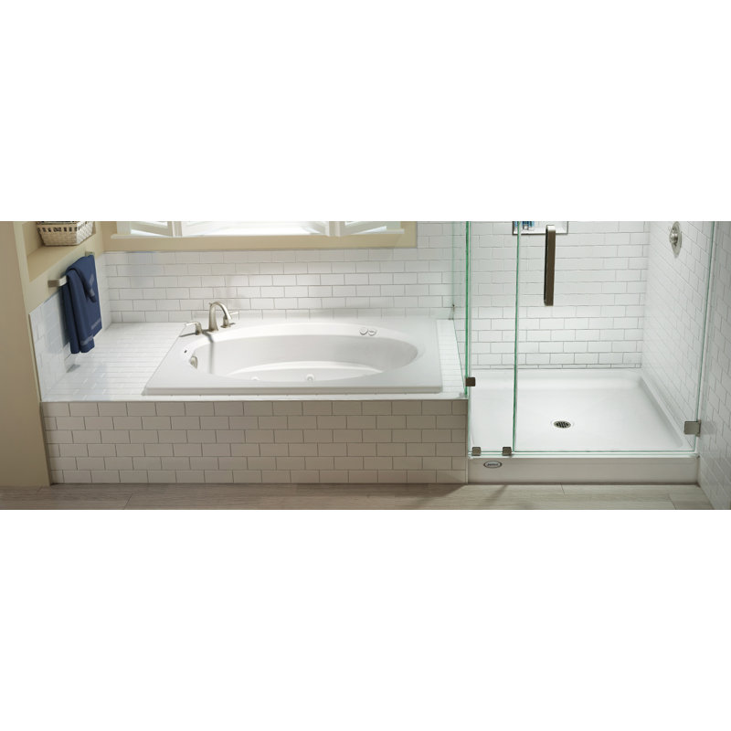 SIGNATURE® Oval in Rectangle 6042 Drop-In Whirlpool LH/RBM 3-Tile Flange White, Left, Yes, White