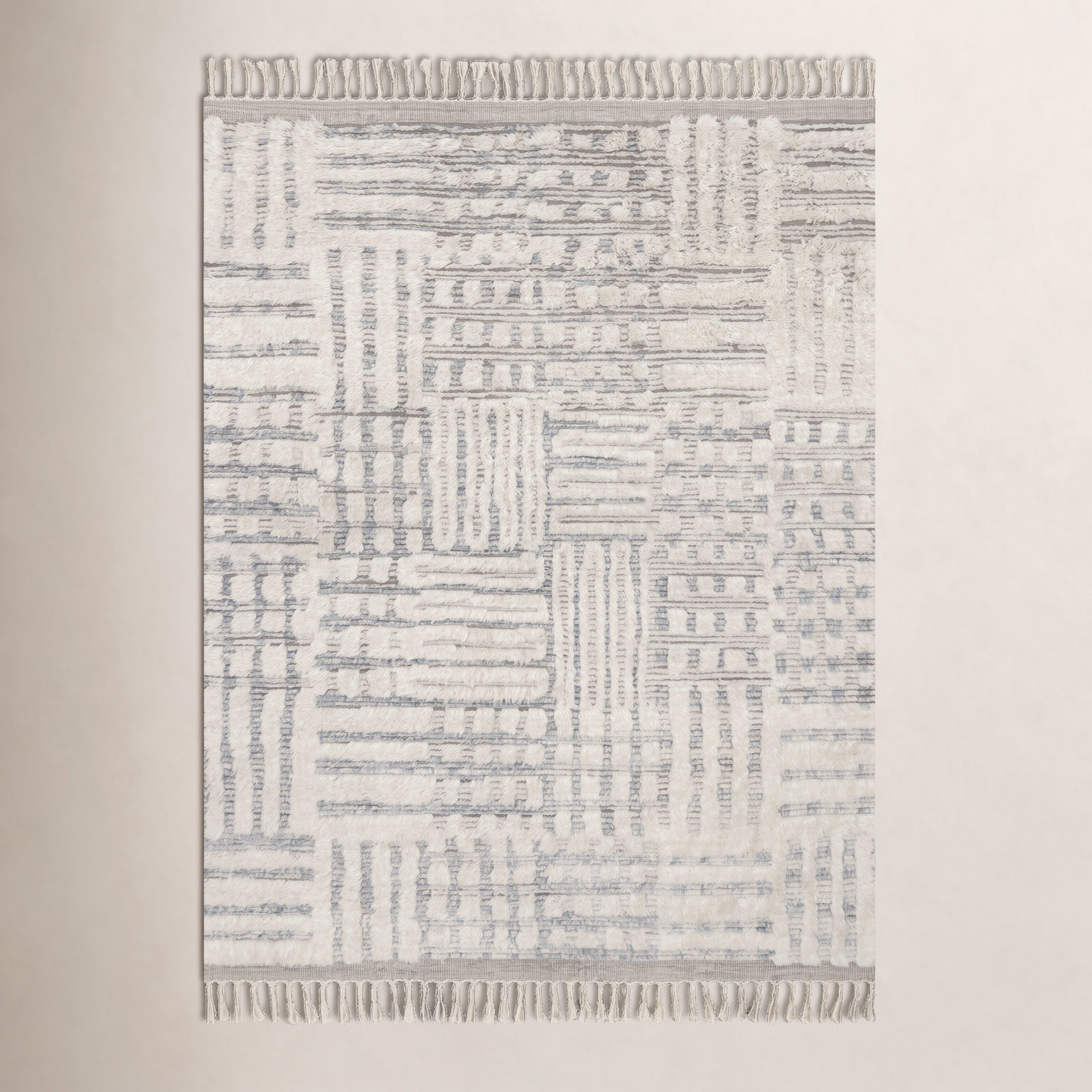 Benjamin Ivory Sky Hand-Knotted Geometric Rug, Rectangle 8'6" x 11'6"