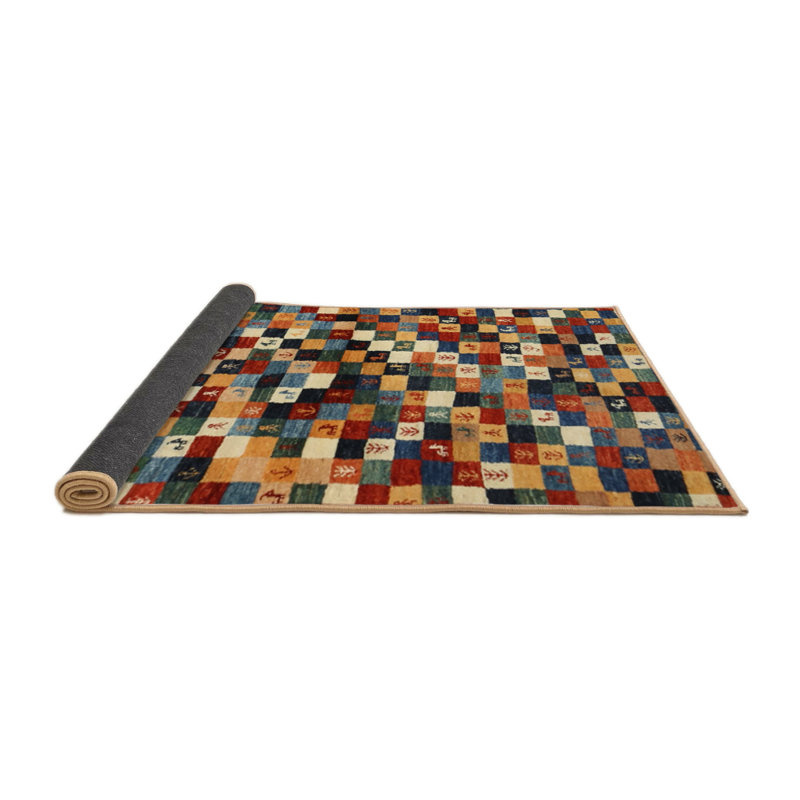 Tapis orange/vert/bleu zone contemporaine, Rond 6 pi