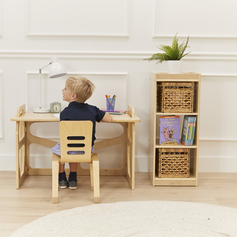 Natural Birch 3-Cube Vertical Storage Cabinet for Kids