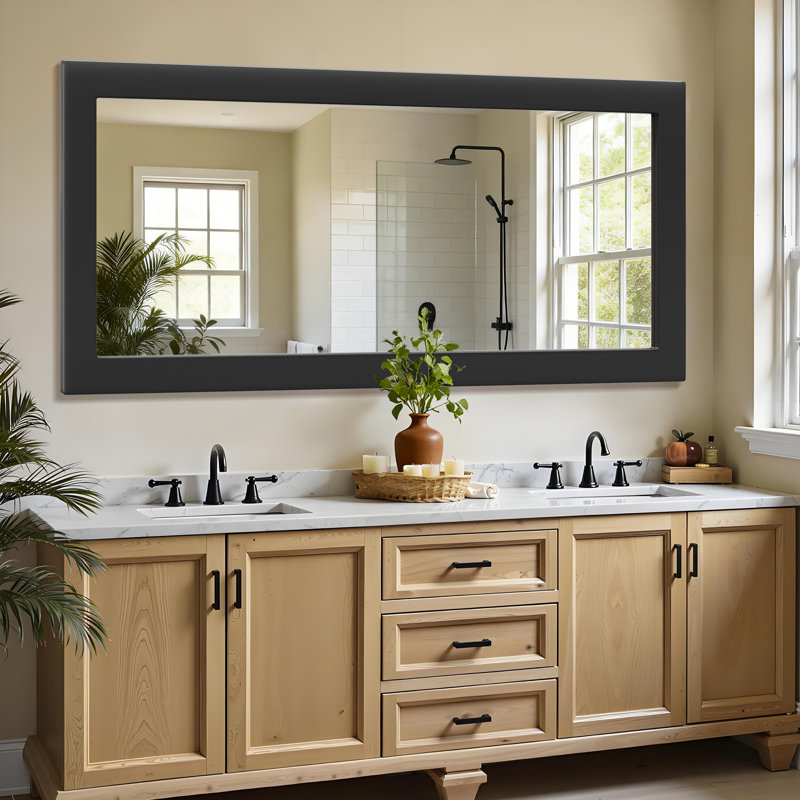 Miroir pleine grandeur en bois, résistant à l'humidité, Noir