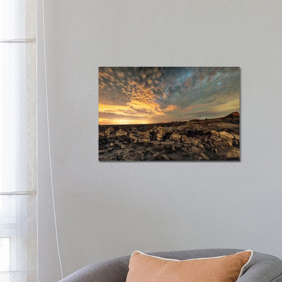 Bisti Badlands Hoodoos Under Bright New Mexico Starry Night 1 Piece Wrapped Canvas Wall Art