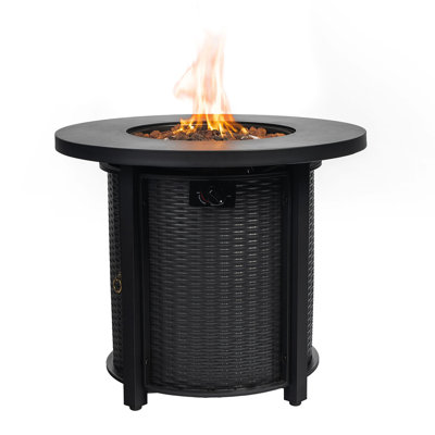 Propane Gas Fire Pit Table, 50000 BTU Round Steel For Outdoor Patio And Garden Gatherings