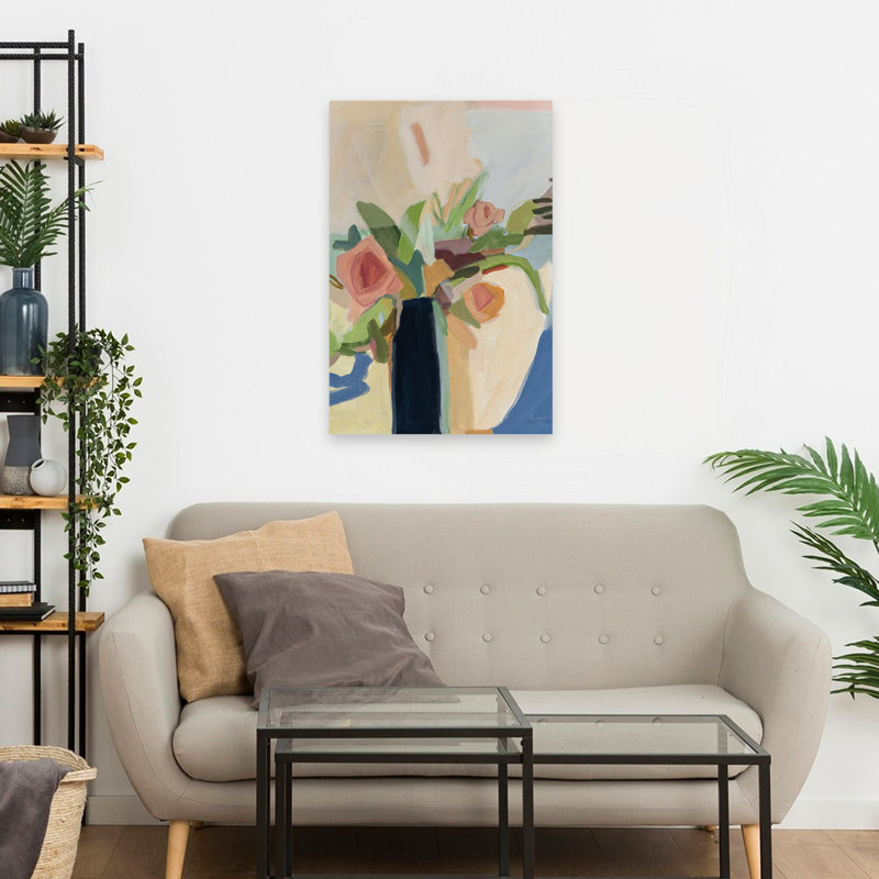 Vase noir - abstrait beige noir, H 24 po x l 16 po