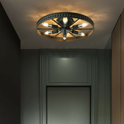 6 Lights Flush Mount Wheel Ceiling Light
