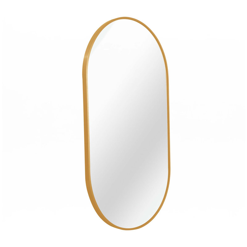 Miroir ovale en métal, Doré, H 33 po x l 20 po