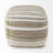 0H White/Taupe/Gray Striped Hemp And Cotton Pouf