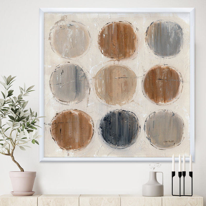 « geometric circle natural balance ii »-image image sur toile, H 30 po x l 30 po x P 1 po, Cadre blanc