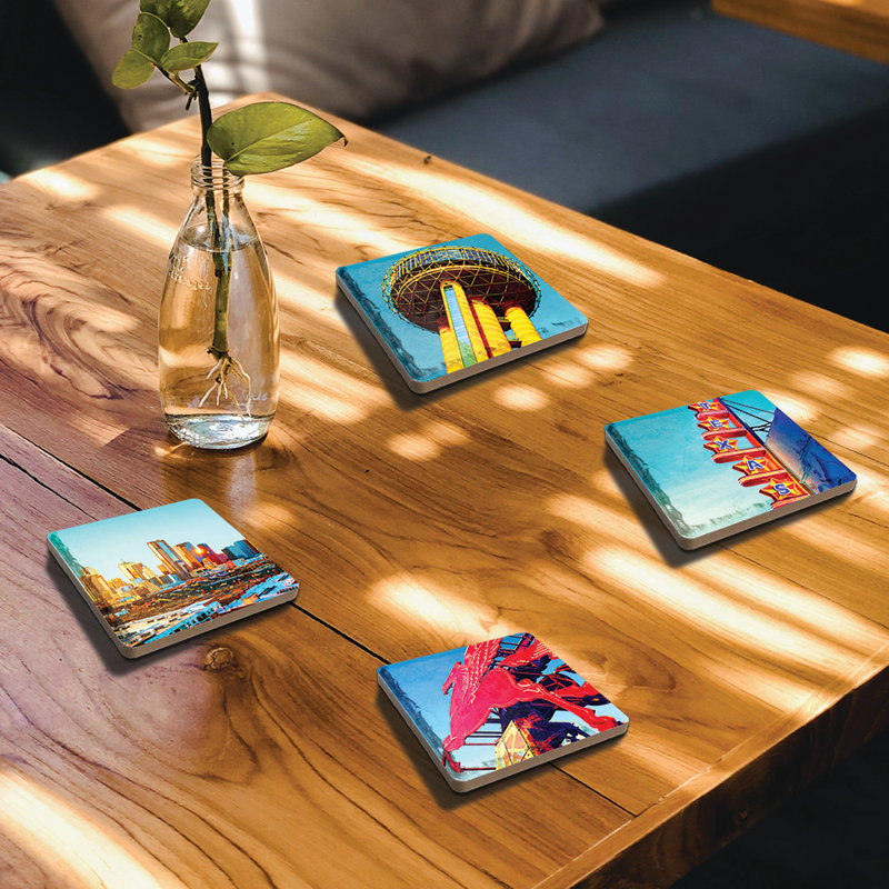 Stoneware Square 4 Piece Coaster Set