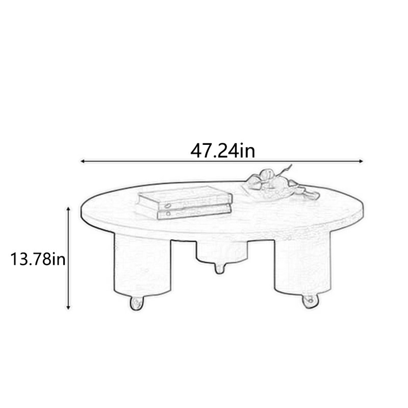 Table à thé ronde en bois massif, H 13,78 po x L 47,24 po x l 47,24 po