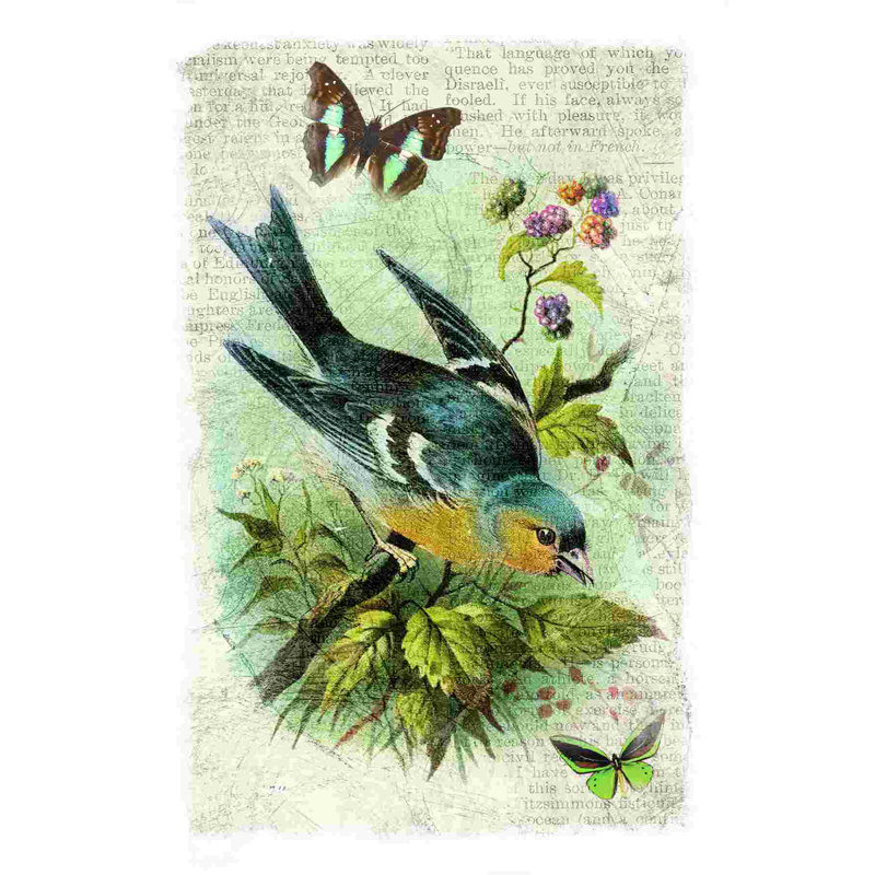 «Vintage Bird Life», impression sur toile tendue, H 12 po x l 8 po
