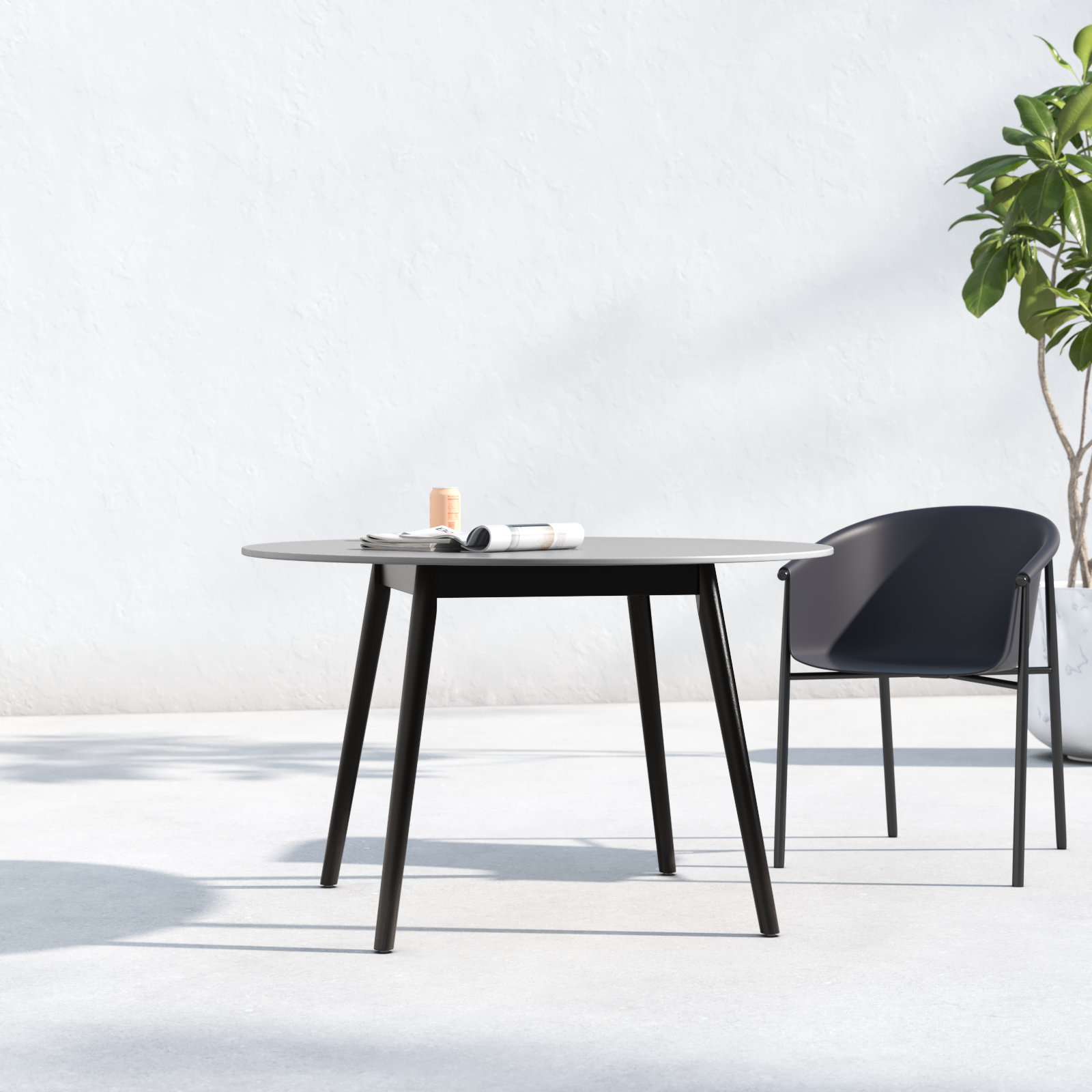 Chassitty Outdoor Dining Table, Black, 30" H x 47" W x 47" D