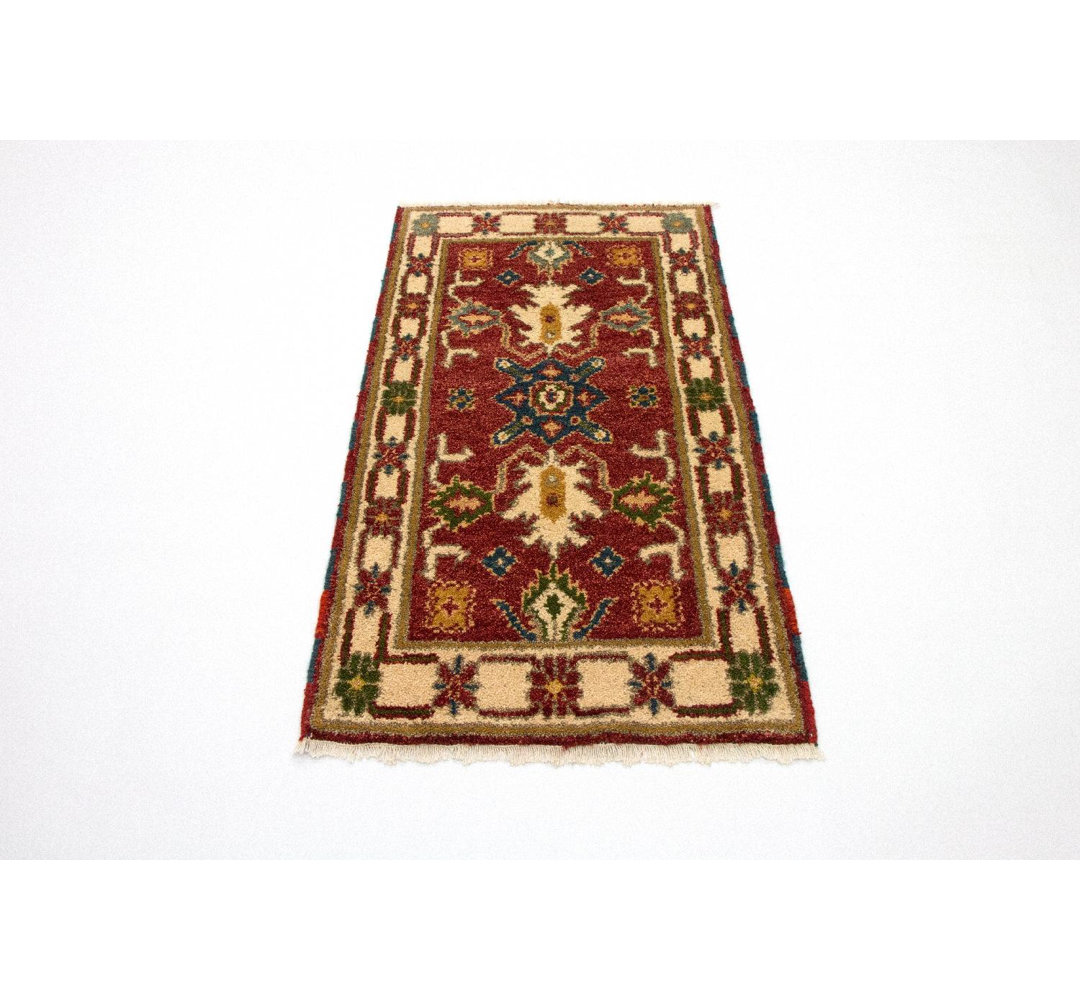 Greenman Hand Hooked Wool Orange Indoor/Outdoor Rug
