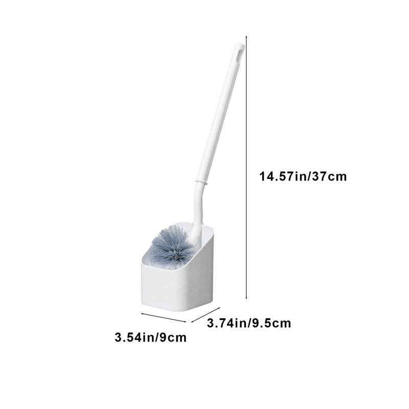 Brosse de toilette compacte moderne avec poils durs et support, nettoyage de salle de bain à longues poignées, Gray
