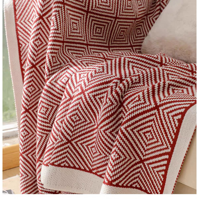 Knitted Throw Blanket, Red