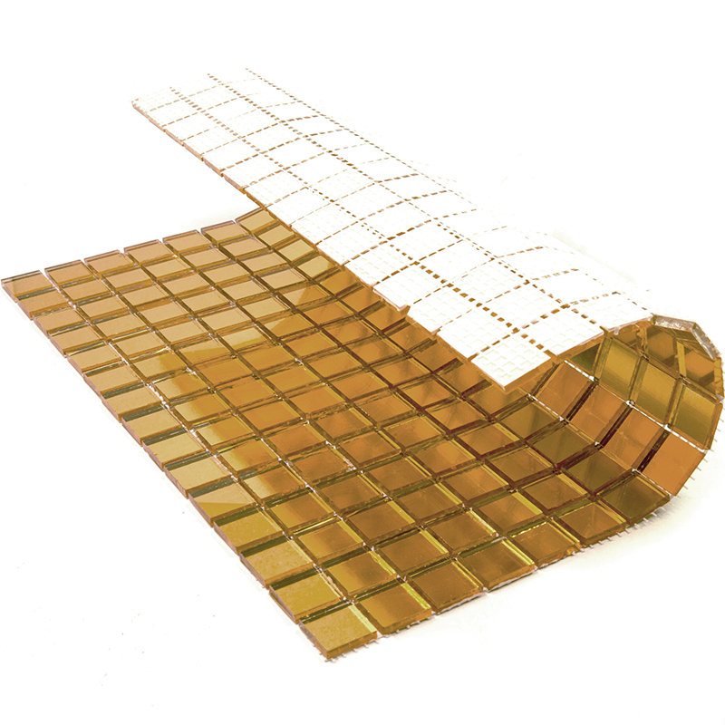 Altin 0.8" x 0.8" Glass Grid Mosaic Wall & Floor Tile, Gold