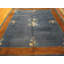 Rectangle Blue Antique Wool Hand Knotted Pile Floral Medallion 1900s Rug