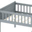 Cadre de lit simple avec tablette de rangement, garde-corps plateforme, glissade en bois gris et sans sommier, cadre facile à assembler, longueur de 85,4 pouces-2048002730