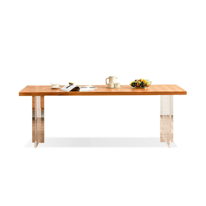 Table de salle à manger rectangulaire moderne en bois massif acrylique, H 29,53 po x L 82,68 po x l 35,43 po